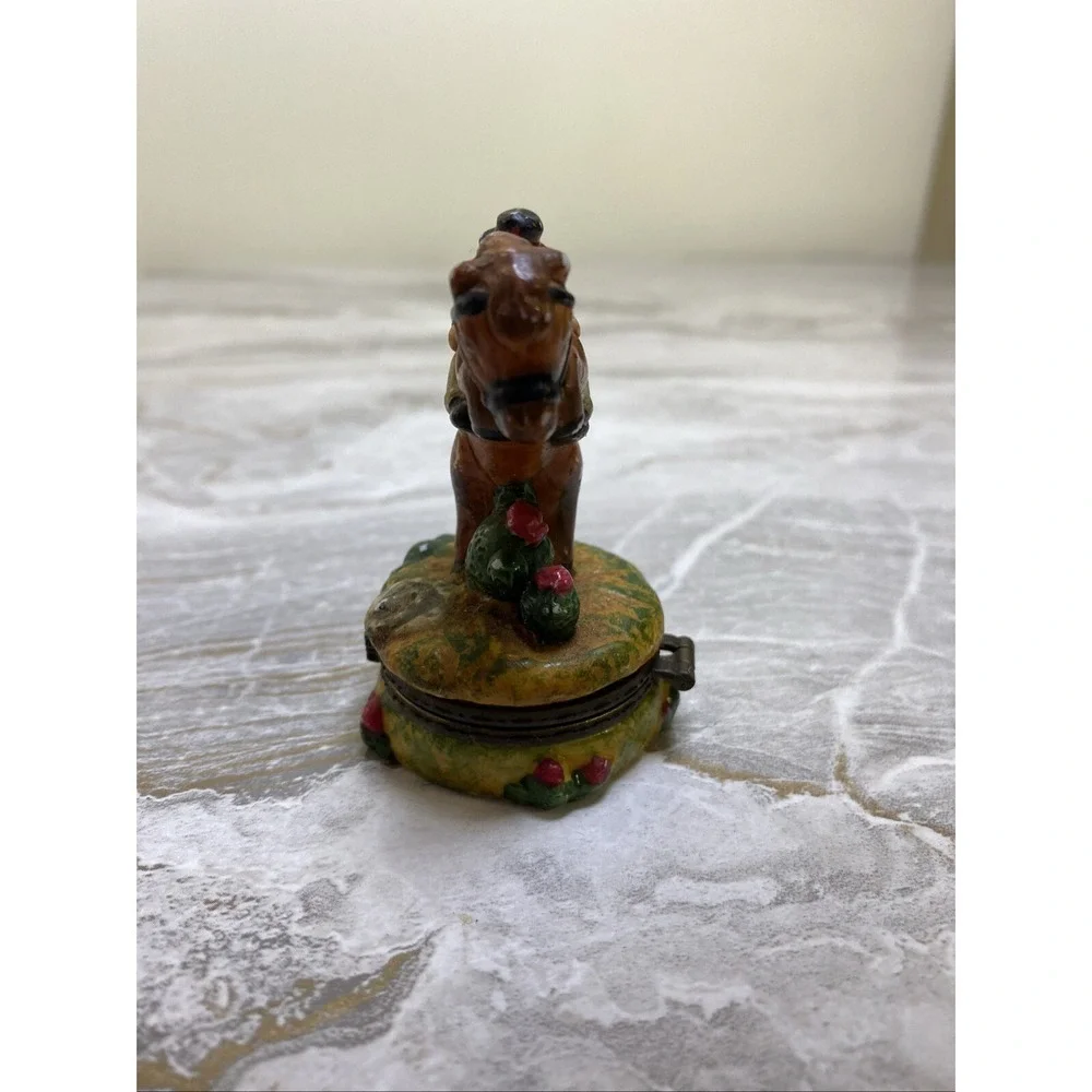 Cowboy on Horse Porcelain Trinket Box Western Decor Collectible